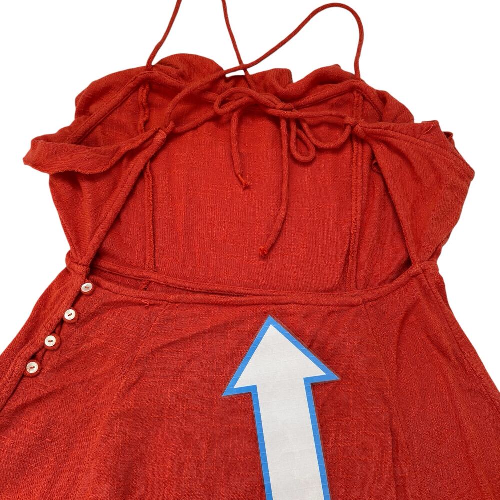 FREE PEOPLE Orange More Than Gauze Cotton Tie-Back Halter Mini Dress Size Large - Picture 13 of 13